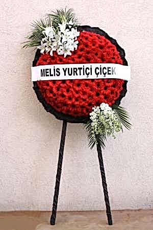 Lilyumlu Kırmızı Cenaze Çelenk